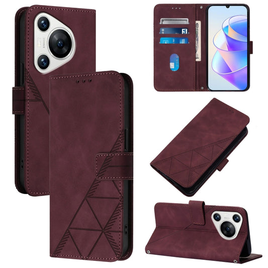 For Huawei Pura 70 Crossbody 3D Embossed Flip Leather Phone Case(Wine Red) - Huawei Cases by PMC Jewellery | Online Shopping South Africa | PMC Jewellery | Buy Now Pay Later Mobicred