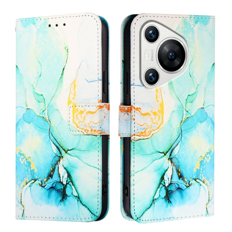 For Huawei Pura 70 PT003 Marble Pattern Flip Leather Phone Case(LS003 Green) - Huawei Cases by PMC Jewellery | Online Shopping South Africa | PMC Jewellery | Buy Now Pay Later Mobicred