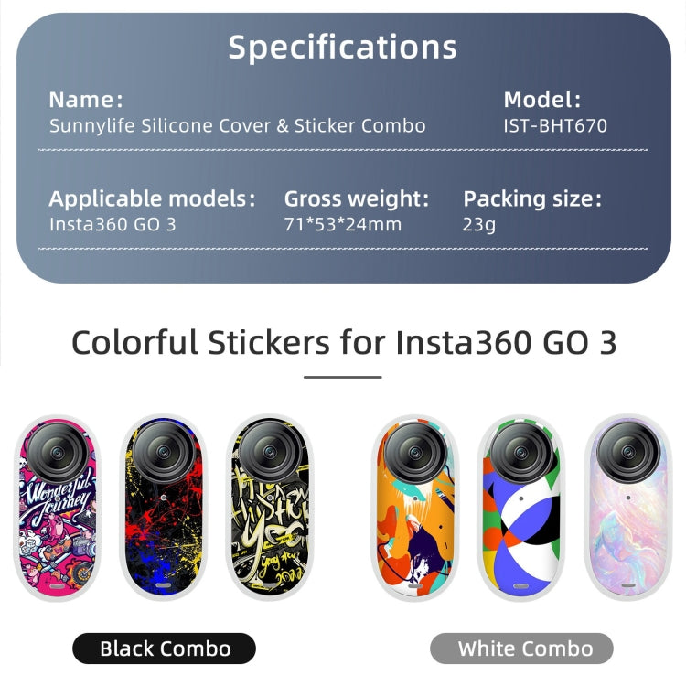 For Insta360 GO 3 Sunnylife Cooling Silicone Case Stickers Skin Wrap Lens Cover with Neck Strap(Black) - Case & Bags by Sunnylife | Online Shopping South Africa | PMC Jewellery | Buy Now Pay Later Mobicred