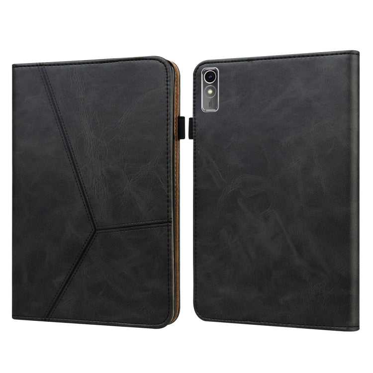 For Lenovo Xiaoxin Pad Pro 12.7 Solid Color Stripe Embossed Leather Tablet Case(Black) - Lenovo by PMC TechLife | Online Shopping South Africa | PMC TechLife | Buy Now Pay Later Mobicred