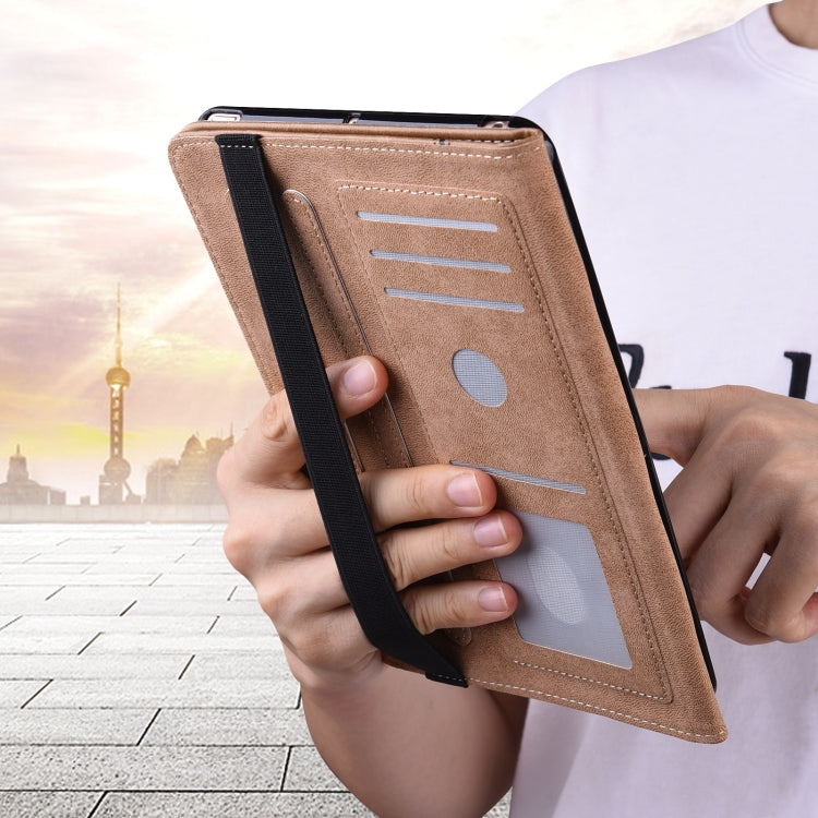 For Lenovo Tab M11 / Xiaoxin Pad 11 2024 Solid Color Stripe Embossed Leather Tablet Case(Brown) - free shipping - PMC Jewellery - Order now!