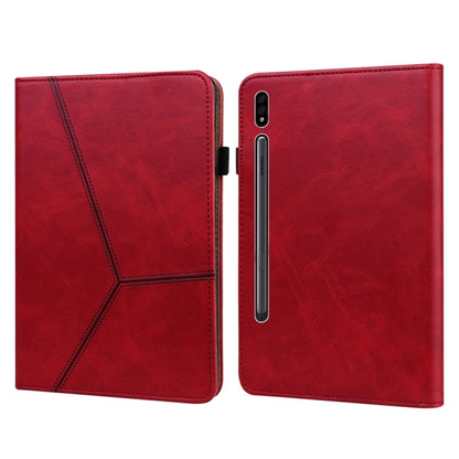 For Samsung Galaxy Tab S9+ / S9 FE+ Solid Color Stripe Embossed Leather Tablet Case(Red) - Galaxy Tab S9 FE+ by PMC Jewellery | Online Shopping South Africa | PMC Jewellery | Buy Now Pay Later Mobicred