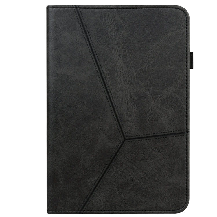 For Samsung Galaxy Tab S7/S8/S9/S9 FE Solid Color Stripe Embossed Leather Tablet Case(Black) - Galaxy Tab S9 FE by PMC Jewellery | Online Shopping South Africa | PMC Jewellery