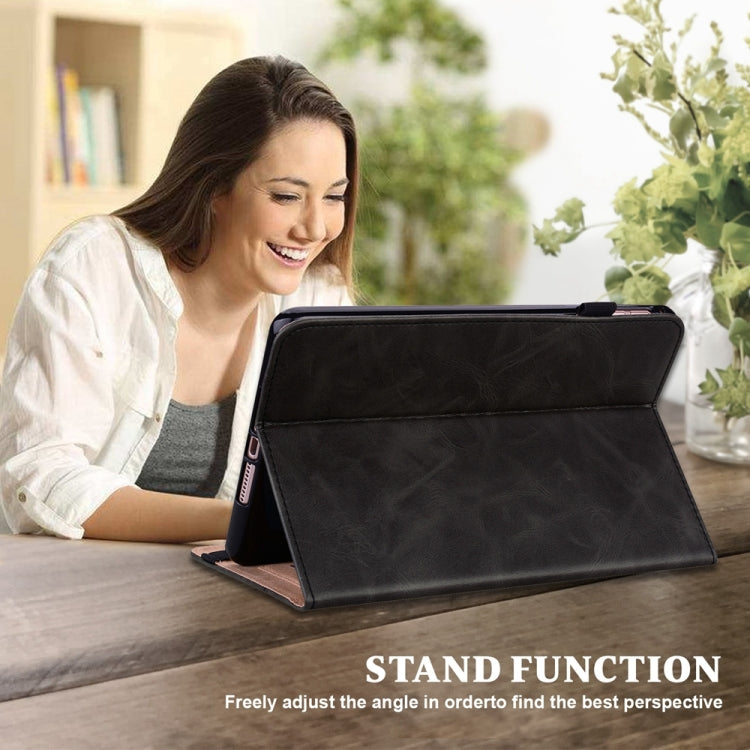 For Samsung Galaxy Tab S7/S8/S9/S9 FE Solid Color Stripe Embossed Leather Tablet Case(Black) - Galaxy Tab S9 FE by PMC TechLife | Online Shopping South Africa | PMC TechLife