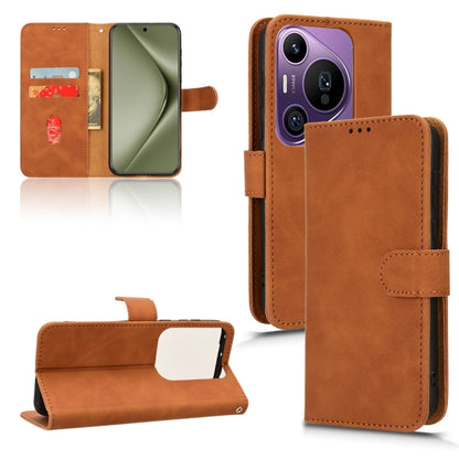 For Huawei Pura 70 Pro Skin Feel Magnetic Flip Leather Phone Case(Brown) - Huawei Cases by PMC Jewellery | Online Shopping South Africa | PMC Jewellery | Buy Now Pay Later Mobicred