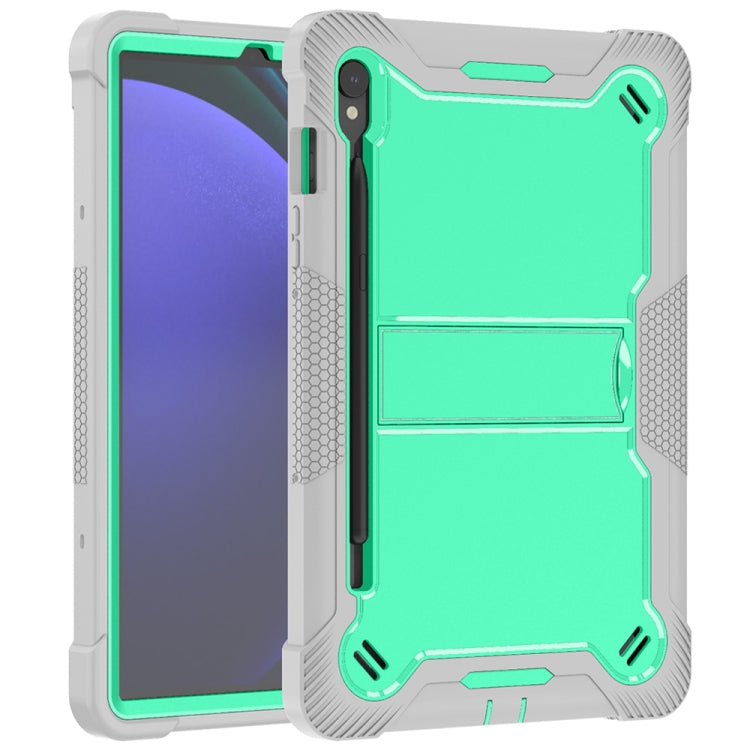 For Samsung Galaxy Tab S9 Shockproof Silicone Hybrid PC Tablet Case with Holder(Mint Green + Grey) - Galaxy Tab S9 Cases by PMC Jewellery | Online Shopping South Africa | PMC Jewellery | Buy Now Pay Later Mobicred