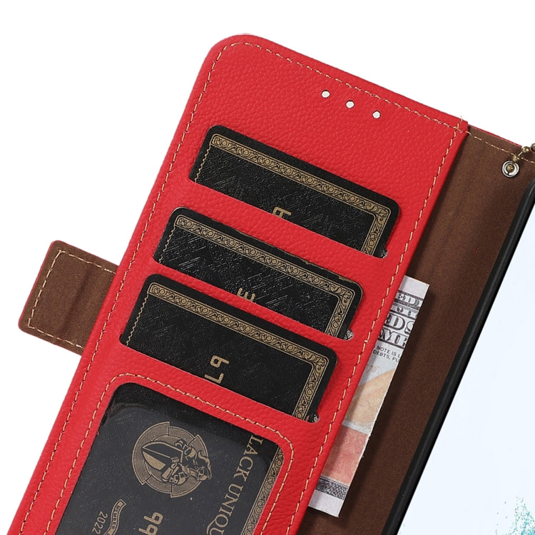 For Sony Xperia 10 VI Side-Magnetic TJ Genuine Leather RFID Phone Case(Red) - Sony Cases by PMC TechLife | Online Shopping South Africa | PMC TechLife | Buy Now Pay Later Mobicred