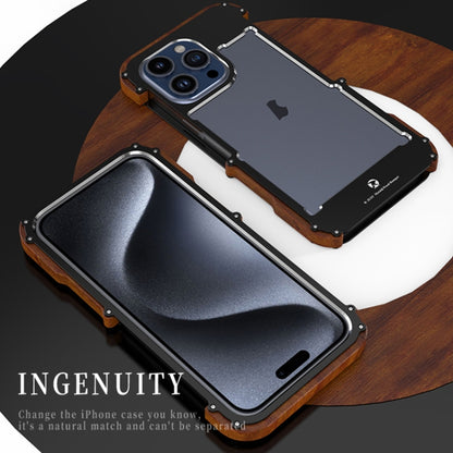 For iPhone 15 Pro R-JUST Ironwood Generation Metal + Wood Phone Case - iPhone 15 Pro Cases by R-JUST | Online Shopping South Africa | PMC Jewellery