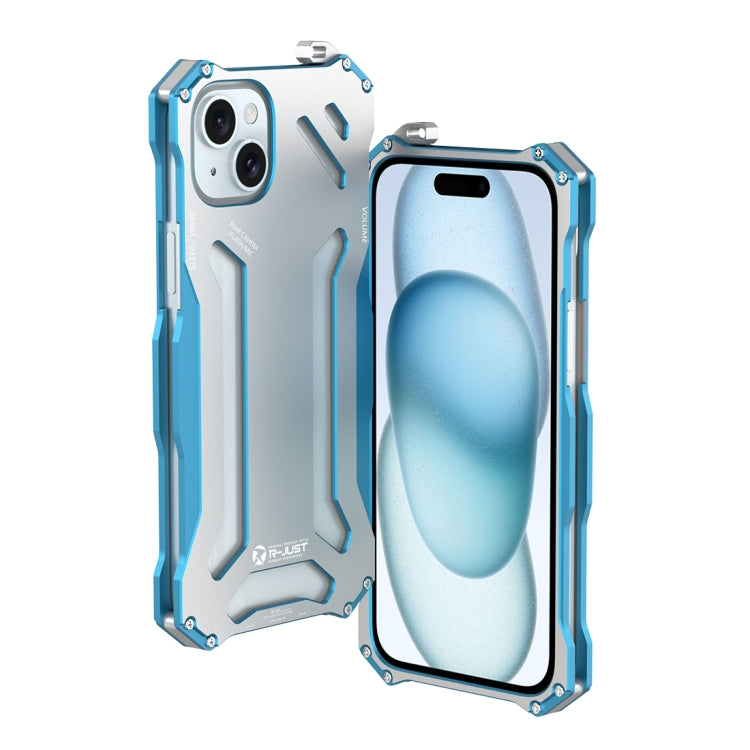 For iPhone 15 Plus R-JUST RJ17 Shockproof Armor Metal Phone Case(Blue) - free shipping - PMC TechLife - Order now!