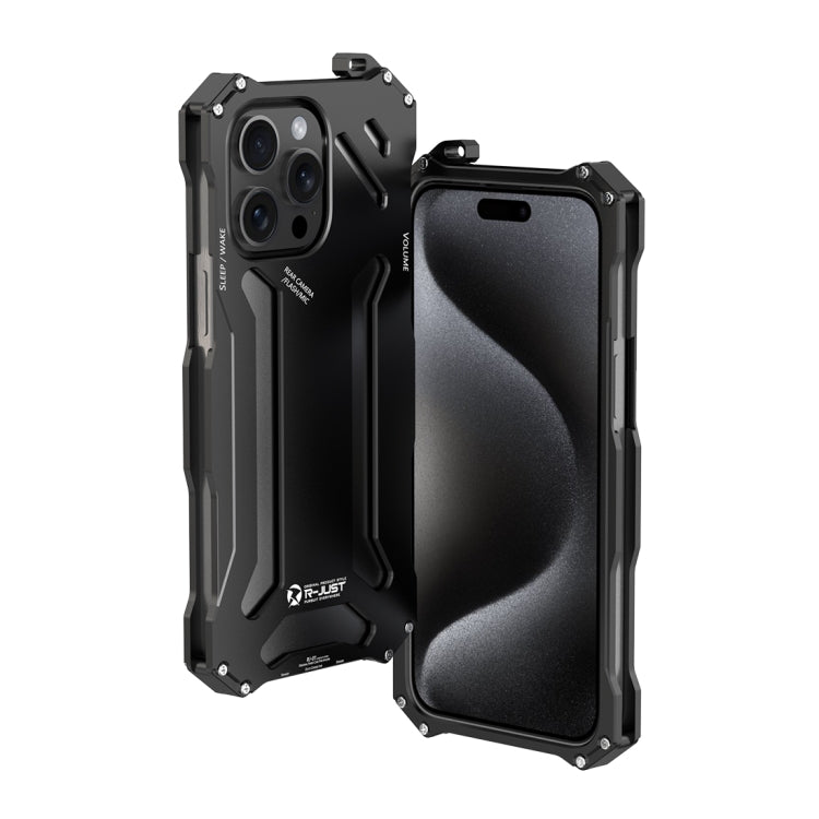 For iPhone 15 Pro R-JUST RJ17 Shockproof Armor Metal Phone Case(Black) - free shipping - PMC TechLife - Order now!
