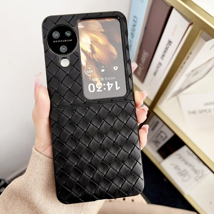 For OPPO Find N3 Flip Woven Texture Shockproof Phone Case(Black) - Find N3 Flip Cases by PMC Jewellery | Online Shopping South Africa | PMC Jewellery | Buy Now Pay Later Mobicred