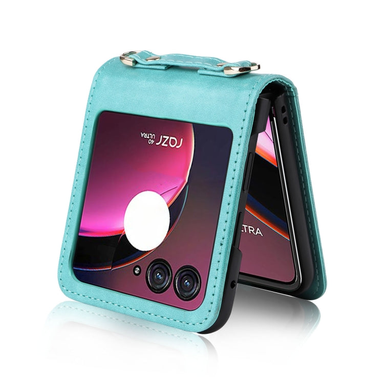 For Motorola Razr 40 Ultra Crossbody Card Slot Leather Phone Case(Mint Green) - Motorola Cases by PMC Jewellery | Online Shopping South Africa | PMC Jewellery | Buy Now Pay Later Mobicred