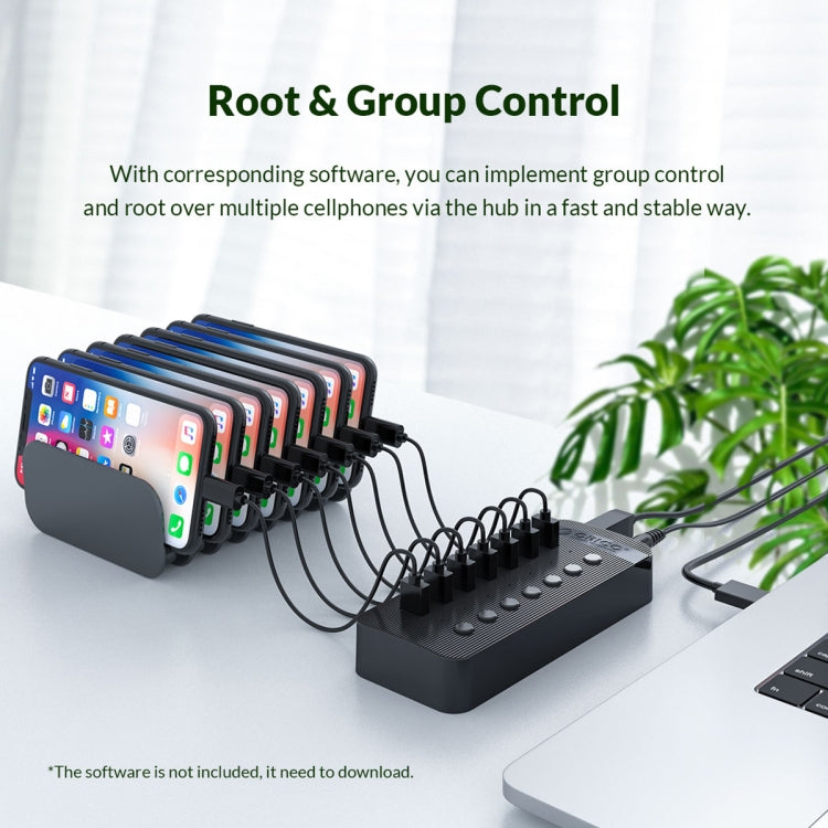 ORICO CT2U3-16AB Plastic Stripes 16 Ports USB 3.0 HUB with Individual Switches, Plug:AU Plug(Black) - USB 3.0 HUB by ORICO | Online Shopping South Africa | PMC Jewellery | Buy Now Pay Later Mobicred