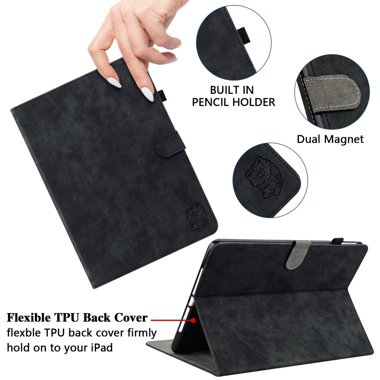 For Lenovo Tab P12 Tiger Pattern Flip Leather Tablet Case(Black) - Lenovo by PMC TechLife | Online Shopping South Africa | PMC TechLife | Buy Now Pay Later Mobicred