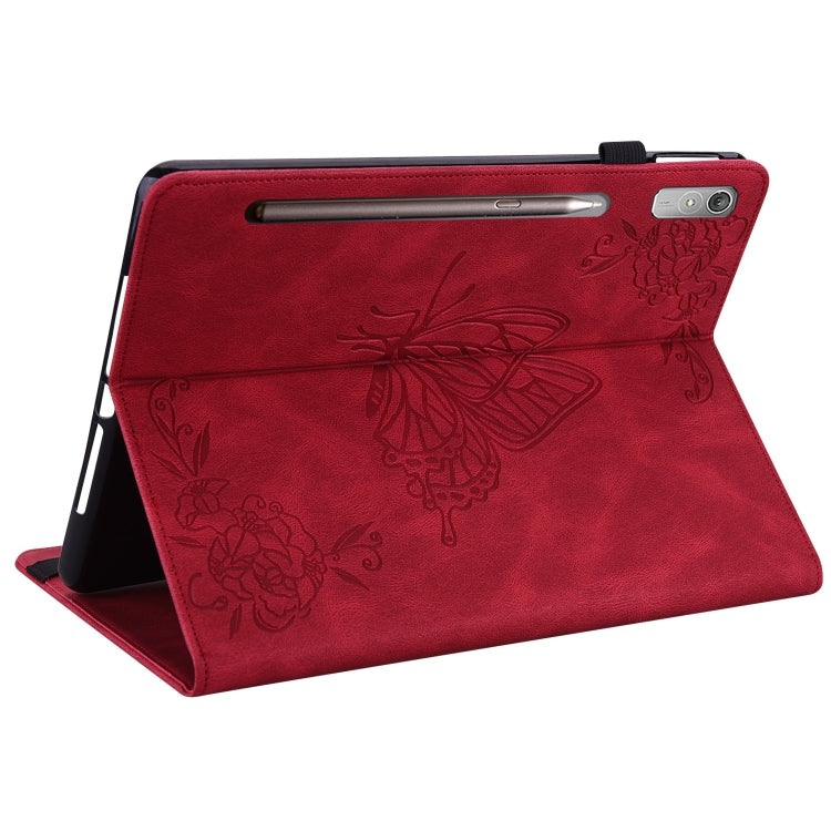 For Lenovo Tab P12 Butterfly Flower Embossed Leather Tablet Case(Red) - Lenovo by PMC TechLife | Online Shopping South Africa | PMC TechLife | Buy Now Pay Later Mobicred