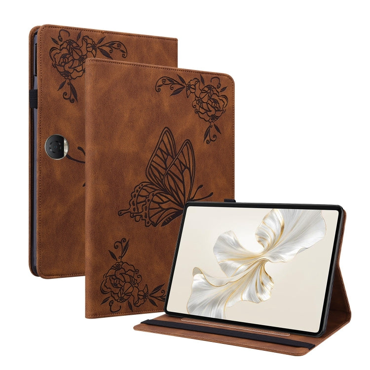 For Honor Pad 9 12.1 Butterfly Flower Embossed Leather Tablet Case(Brown) - free shipping - PMC TechLife - Order now!