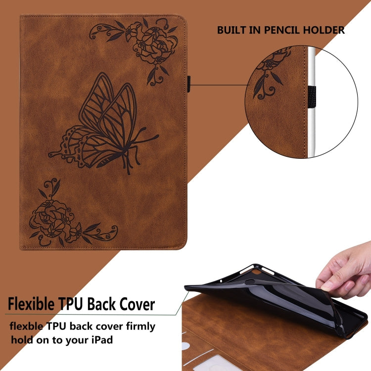 For Honor Pad 9 12.1 Butterfly Flower Embossed Leather Tablet Case(Brown) - free shipping - PMC TechLife - Order now!