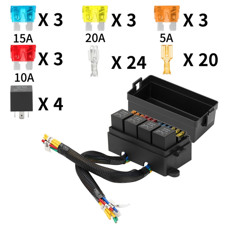 12V 5 Pin Car Modified 12 Slots Relay Fuse Box with Cable - Fuse by PMC Jewellery | Online Shopping South Africa | PMC Jewellery | Buy Now Pay Later Mobicred