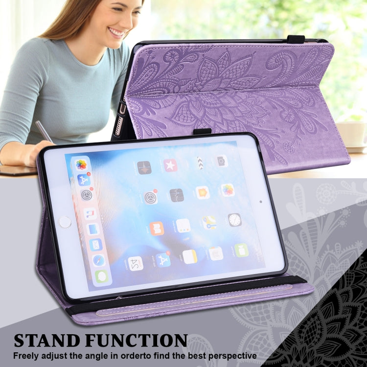 For Samsung Galaxy Tab S9 Lace Flower Embossing Pattern PU Tablet Case(Purple) - Galaxy Tab S9 Cases by PMC Jewellery | Online Shopping South Africa | PMC Jewellery | Buy Now Pay Later Mobicred