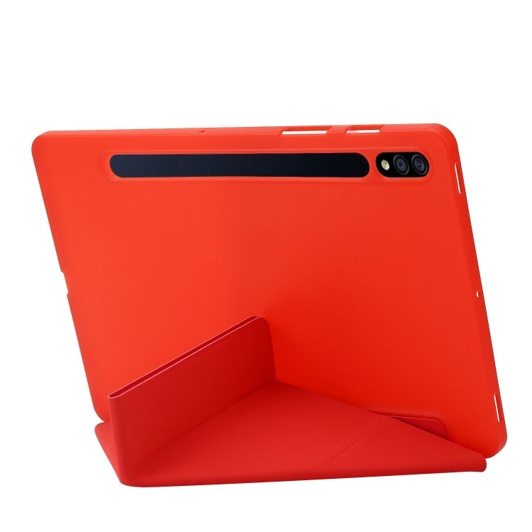 For Samsung Galaxy Tab S9 Deformation Silicone Leather Tablet Case(Red) - Galaxy Tab S9 Cases by PMC Jewellery | Online Shopping South Africa | PMC Jewellery | Buy Now Pay Later Mobicred