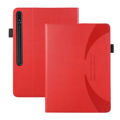 For Samsung Galaxy Tab S9 Ultra / S8 Ultra Litchi Texture Leather Sucker Tablet Case(Red) - Galaxy Tab S9 Ultra Cases by PMC Jewellery | Online Shopping South Africa | PMC Jewellery | Buy Now Pay Later Mobicred