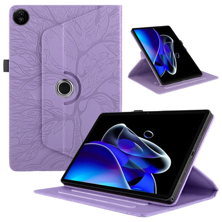 For Realme Pad 2 Tree Life Embossed Rotation Leather Tablet Case(Purple) - Realme by PMC TechLife | Online Shopping South Africa | PMC TechLife | Buy Now Pay Later Mobicred