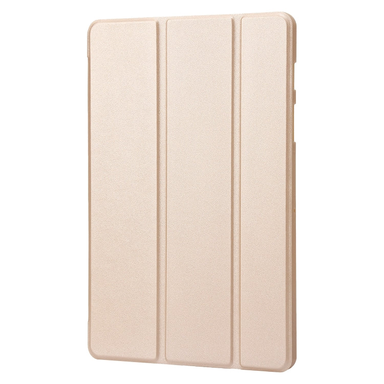 For Samsung Galaxy Tab S9 3-Fold Holder Silicone Leather Tablet Case(Gold) - Galaxy Tab S9 Cases by PMC Jewellery | Online Shopping South Africa | PMC Jewellery | Buy Now Pay Later Mobicred