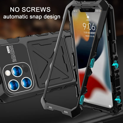 For iPhone 15 Pro Max R-JUST Metal + Silicone + Tempered Glass Life Waterproof Phone Case with Holder(Black) - iPhone 15 Pro Max Cases by R-JUST | Online Shopping South Africa | PMC Jewellery