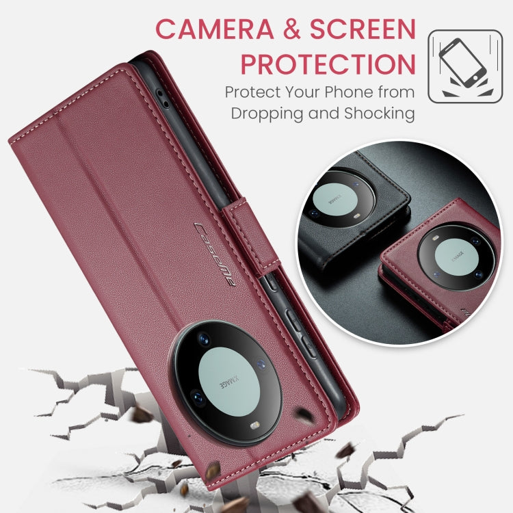 For Huawei Mate 60 CaseMe 023 Butterfly Buckle Litchi Texture RFID Anti-theft Leather Phone Case(Wine Red) - Huawei Cases by CaseMe | Online Shopping South Africa | PMC Jewellery | Buy Now Pay Later Mobicred