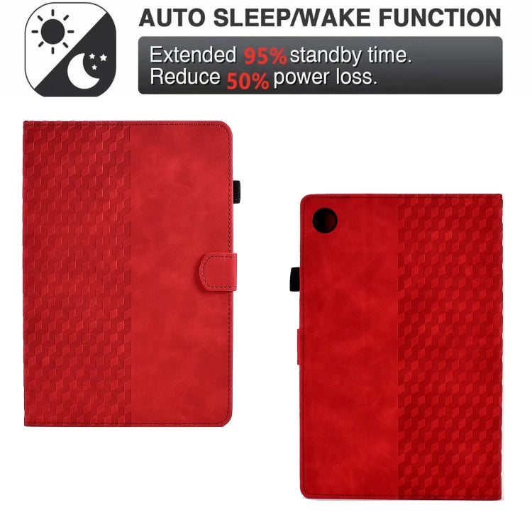 For Samsung Galaxy Tab A9+ Rhombus Embossed Leather Tablet Case(Red) - Galaxy Tab A9+ by PMC TechLife | Online Shopping South Africa | PMC TechLife