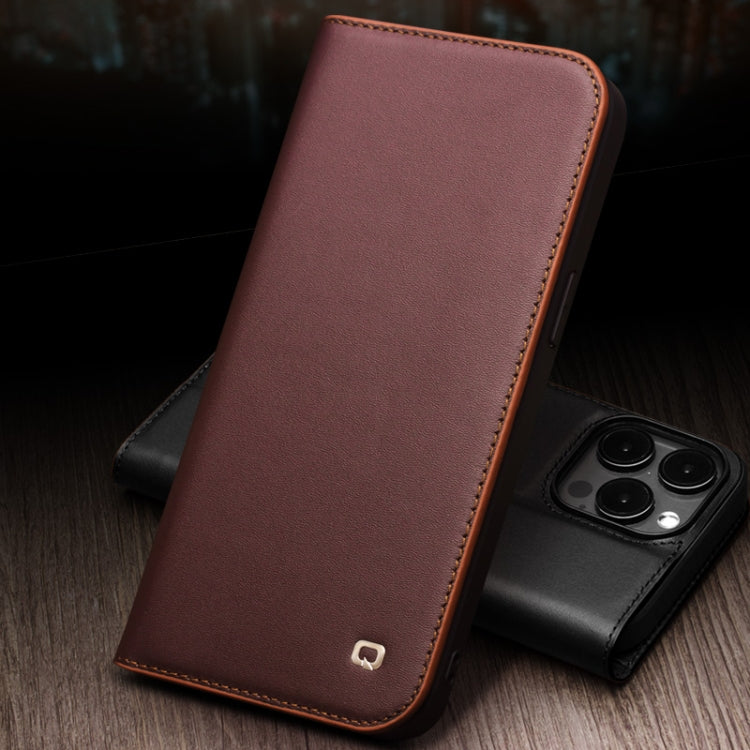 For iPhone 15 QIALINO Classic Gen2 Genuine Leather Phone Case(Brown) - iPhone 15 Cases by QIALINO | Online Shopping South Africa | PMC Jewellery | Buy Now Pay Later Mobicred