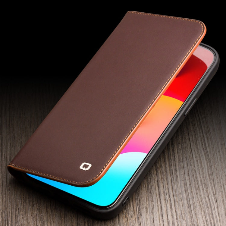 For iPhone 15 QIALINO Classic Gen2 Genuine Leather Phone Case(Brown) - iPhone 15 Cases by QIALINO | Online Shopping South Africa | PMC Jewellery | Buy Now Pay Later Mobicred