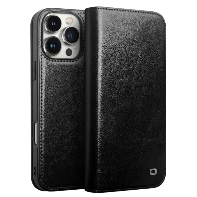 For iPhone 16 Pro QIALINO Classic Genuine Leather Phone Case(Black) - iPhone 16 Pro Cases by QIALINO | Online Shopping South Africa | PMC Jewellery | Buy Now Pay Later Mobicred