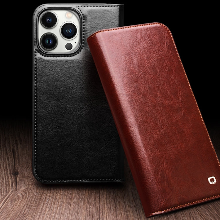 For iPhone 16 Pro QIALINO Classic Genuine Leather Phone Case(Black) - iPhone 16 Pro Cases by QIALINO | Online Shopping South Africa | PMC Jewellery | Buy Now Pay Later Mobicred