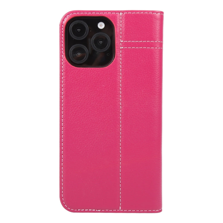 For iPhone 16 Pro GEBEI Top-grain Horizontal Flip Leather Phone Case(Rose Red) - iPhone 16 Pro Cases by GEBEI | Online Shopping South Africa | PMC Jewellery | Buy Now Pay Later Mobicred