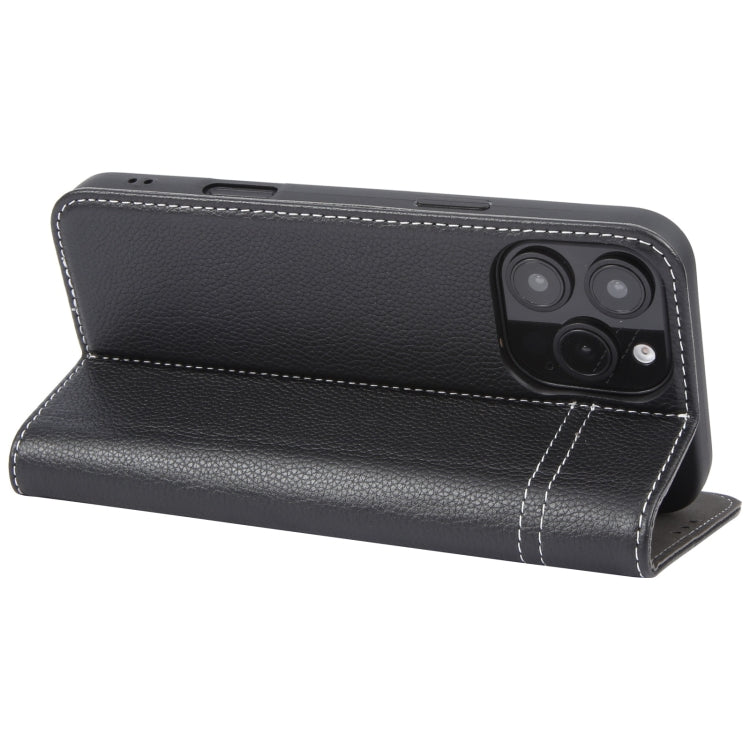 For iPhone 16 Pro Max GEBEI Top-grain Horizontal Flip Leather Phone Case(Black) - iPhone 16 Pro Max Cases by GEBEI | Online Shopping South Africa | PMC Jewellery | Buy Now Pay Later Mobicred