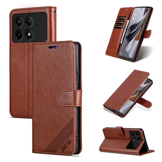 For Xiaomi Redmi K70E AZNS Sheepskin Texture Flip Leather Phone Case(Brown) - K70E Cases by AZNS | Online Shopping South Africa | PMC Jewellery | Buy Now Pay Later Mobicred