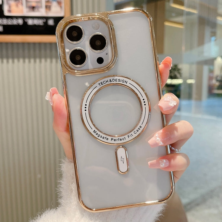 For iPhone 13 Pro MagSafe Magnetic Transparent TPU Electroplated Phone Case(Gold) - iPhone 13 Pro Cases by PMC Jewellery | Online Shopping South Africa | PMC Jewellery