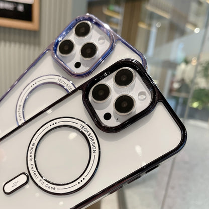 For iPhone 11 MagSafe Magnetic Transparent TPU Electroplated Phone Case(Blue) - iPhone 11 Cases by PMC Jewellery | Online Shopping South Africa | PMC Jewellery