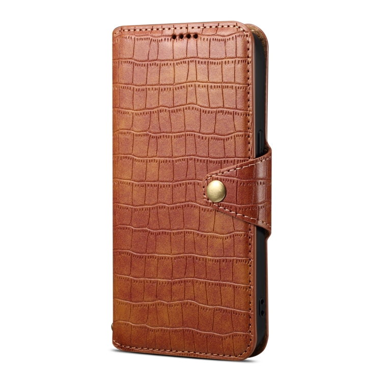 For iPhone 16 Plus Denior Crocodile Texture Oil Edge Leather Phone Case(Brown) - free shipping - PMC Jewellery - Order now!