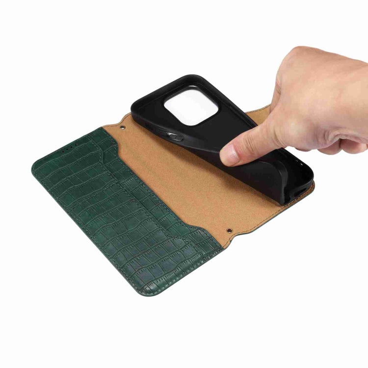 For iPhone 16 Pro Denior Crocodile Texture Oil Edge Leather Phone Case(Black) - free shipping - PMC Jewellery - Order now!
