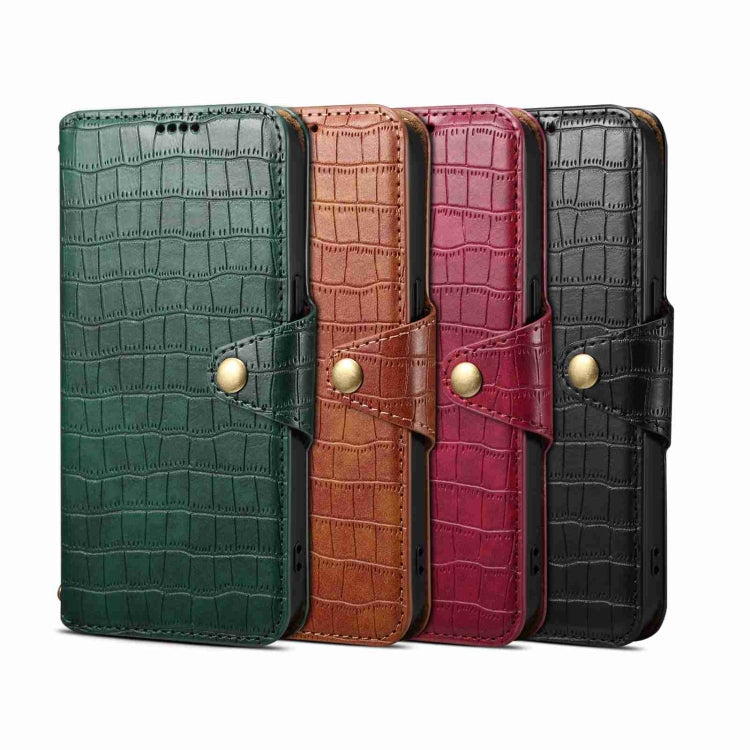 For iPhone 16 Plus Denior Crocodile Texture Oil Edge Leather Phone Case(Brown) - free shipping - PMC Jewellery - Order now!