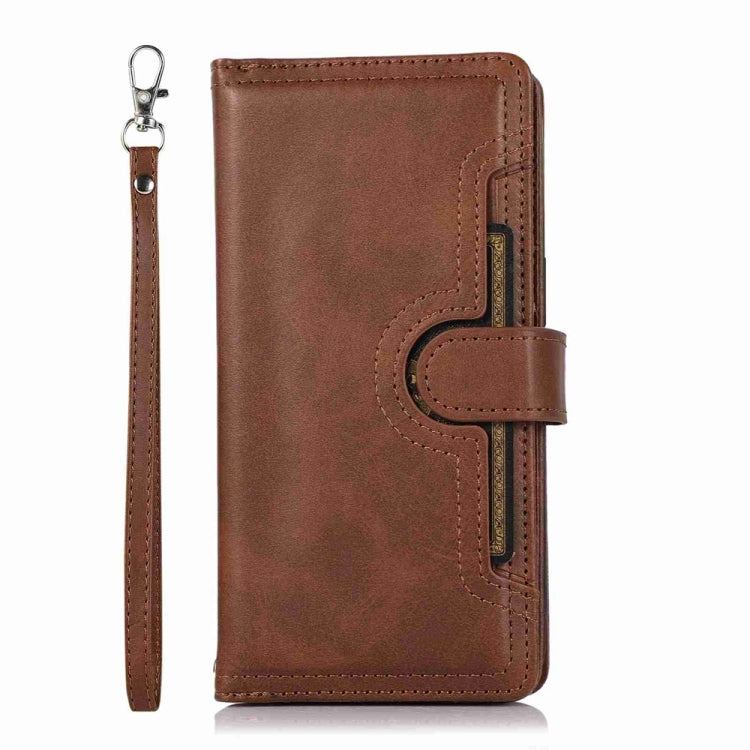 For iPhone 16 Pro Max Wristband Card Slot Leather Phone Case(Coffee) - iPhone 16 Pro Max Cases by PMC Jewellery | Online Shopping South Africa | PMC Jewellery | Buy Now Pay Later Mobicred