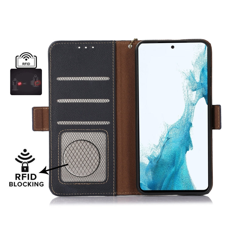 For Huawei Mate 60 Pro Side-Magnetic TJ Genuine Leather RFID Phone Case(Blue) - Huawei Cases by PMC TechLife | Online Shopping South Africa | PMC TechLife | Buy Now Pay Later Mobicred