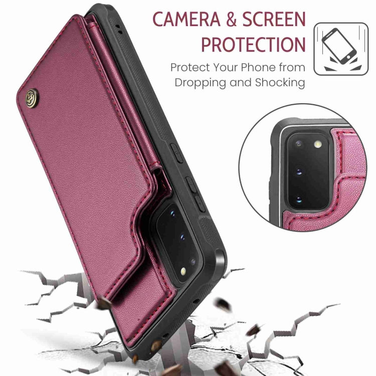 For Samsung Galaxy S20 FE CaseMe C22 Card Slots Holder RFID Anti-theft Phone Case(Wine Red) - Galaxy S20 FE Cases by CaseMe | Online Shopping South Africa | PMC Jewellery | Buy Now Pay Later Mobicred