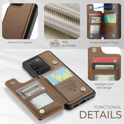 For Samsung Galaxy S20 Ultra CaseMe C22 Card Slots Holder RFID Anti-theft Phone Case(Brown) - Galaxy Phone Cases by CaseMe | Online Shopping South Africa | PMC Jewellery | Buy Now Pay Later Mobicred