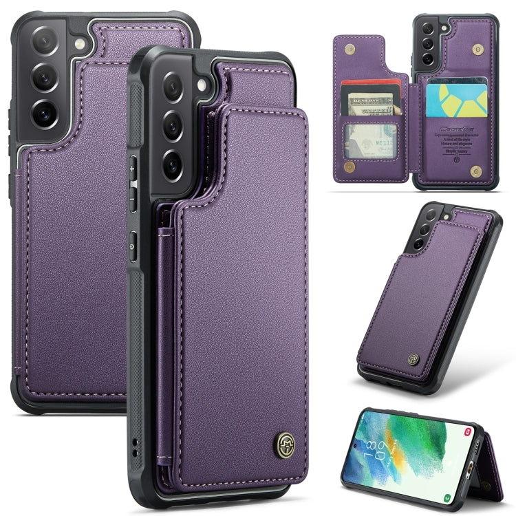 For Samsung Galaxy S21 FE 5G CaseMe C22 Card Slots Holder RFID Anti-theft Phone Case(Purple) - Galaxy Phone Cases by CaseMe | Online Shopping South Africa | PMC Jewellery | Buy Now Pay Later Mobicred