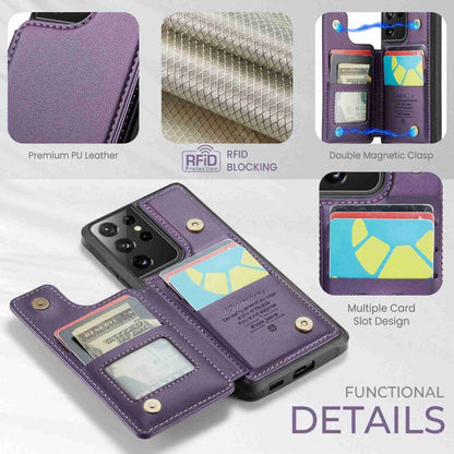 For Samsung Galaxy S21 Ultra 5G CaseMe C22 Card Slots Holder RFID Anti-theft Phone Case(Purple) - Galaxy S21 Ultra 5G Cases by CaseMe | Online Shopping South Africa | PMC Jewellery | Buy Now Pay Later Mobicred