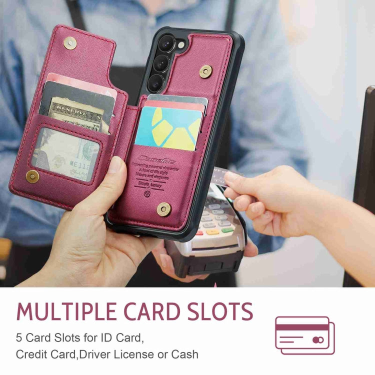 For Samsung Galaxy S23+ 5G CaseMe C22 Card Slots Holder RFID Anti-theft Phone Case(Wine Red) - Galaxy S23+ 5G Cases by CaseMe | Online Shopping South Africa | PMC Jewellery | Buy Now Pay Later Mobicred