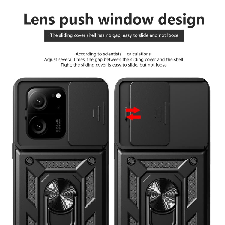 For Xiaomi 13T/13T Pro/Redmi K60 Ultra Sliding Camera Cover Design TPU Hybrid PC Phone Case(Black) - Redmi K60 Ultra Cases by PMC Jewellery | Online Shopping South Africa | PMC Jewellery | Buy Now Pay Later Mobicred